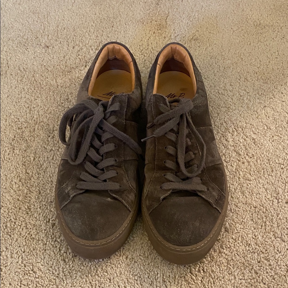 Dark Brown Suede Lace-Up Sneakers
